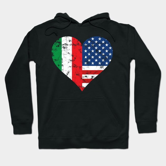 Italy USA Heart Flag for Italian Americans Hoodie by c1337s